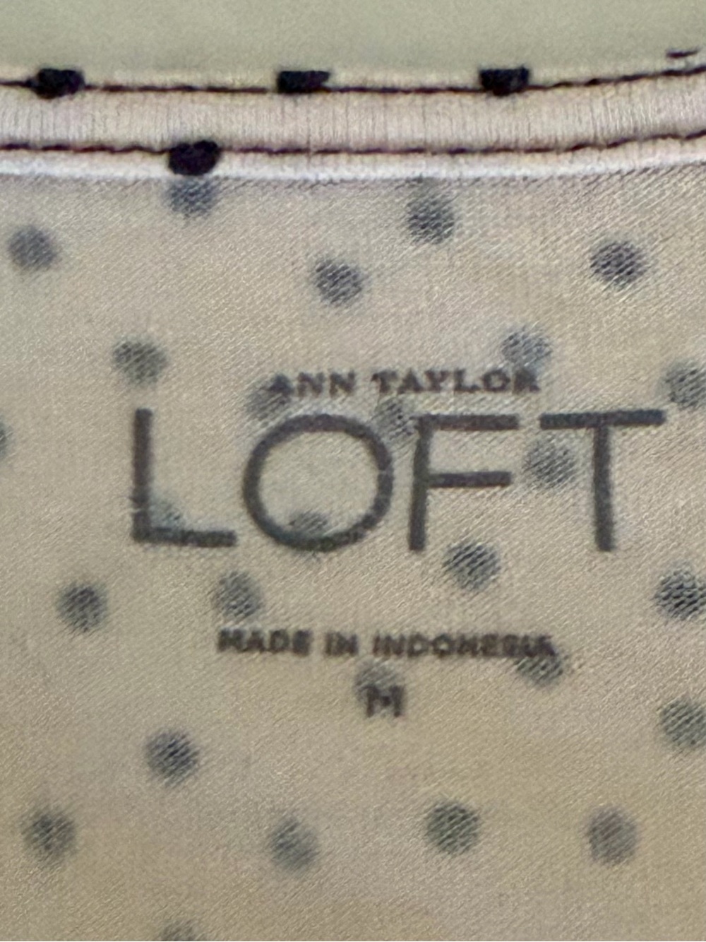 LOFT Cream Polka Dot Sleeveless Top with Black Lace Trim - Picture 3 of 7